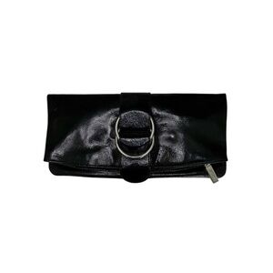 HOBO international Black Patent Leather Fold-over Clutch Bag
